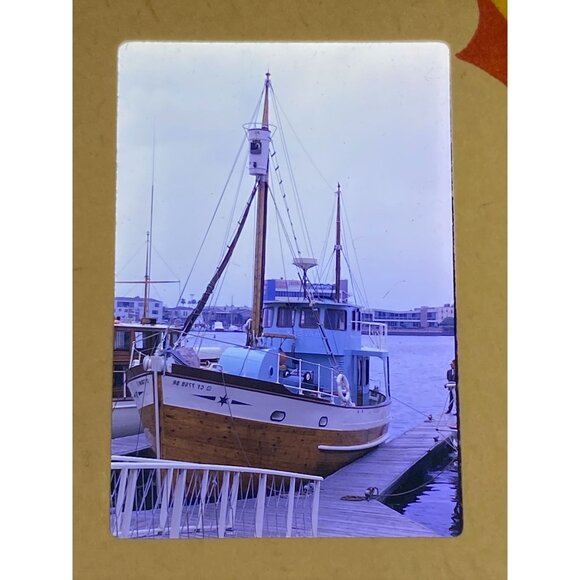 Vtg 1963 Wooden Sail Boat Ship Nautical Vessels Speed Boat Kodak Photo Slides Lo - Picture 1 of 8